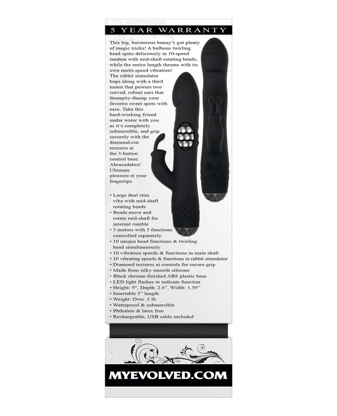 Evolved Novelties INC Evolved Bodacious Bunny Rotating Rabbit - Black Vibrators
