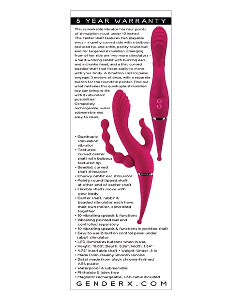 Evolved Novelties INC Gender X Four By Four Vibrator - Burgundy Vibrators