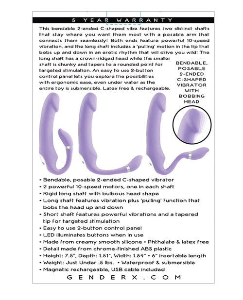 Evolved Novelties INC Gender X Orgasmic Orchid Posable Vibrator - Purple Vibrators