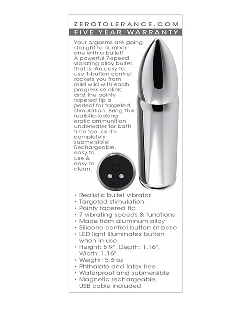 Evolved Novelties INC Zero Tolerance Full Metal Love Bullet - Chrome Vibrators