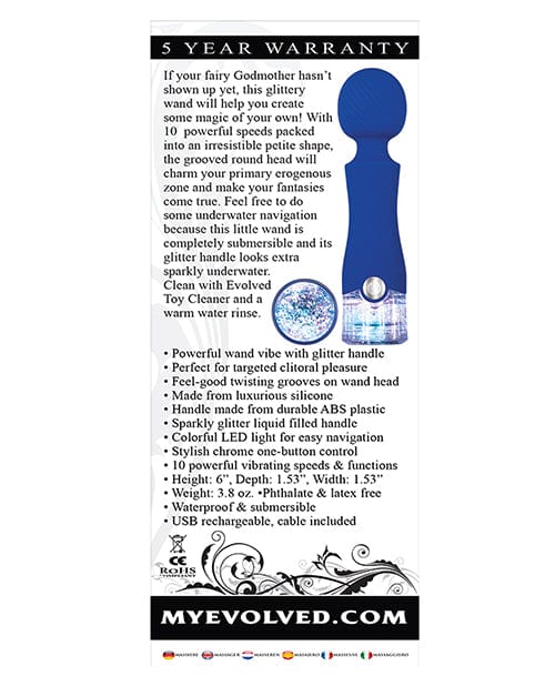 Evolved Novelties Evolved Dazzle Rechargeable Wand - Blue Vibrators
