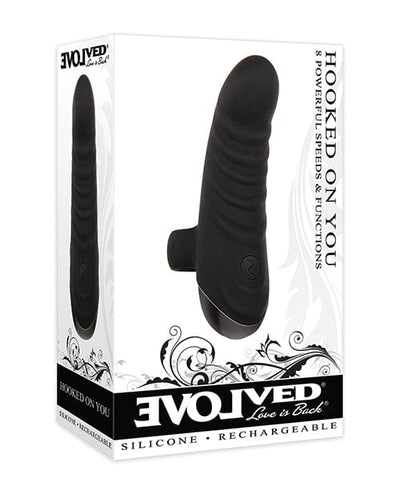 Evolved Novelties Evolved Hooked On You Curved Finger Vibrator - Black Vibrators