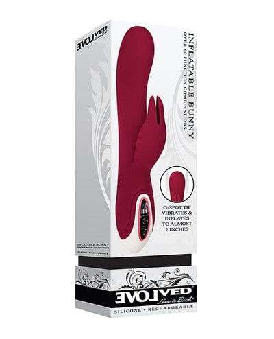 Evolved Novelties Evolved Inflatable Bunny Dual Stim Rechargeable - Burgundy Vibrators