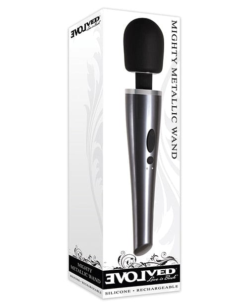 Evolved Novelties Evolved Mighty Metallic Wand - Gray-Black Vibrators