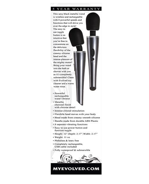 Evolved Novelties Evolved Mighty Metallic Wand - Gray-Black Vibrators