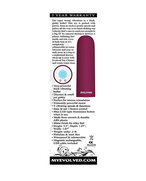 Evolved Novelties Evolved Mighty Thick Bullet - Burgundy Vibrators