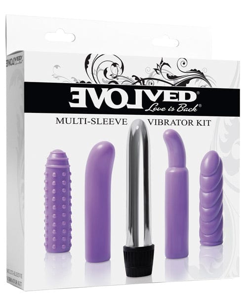Evolved Novelties Evolved Multi Sleeve Vibrator Kit with 4 Textured Sleeves &amp; Vibe - Purple Vibrators