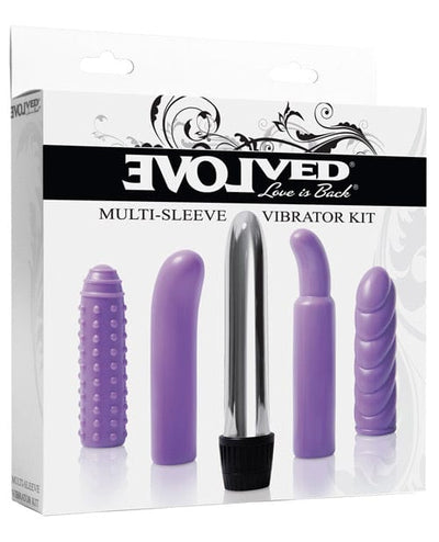 Evolved Novelties Evolved Multi Sleeve Vibrator Kit with 4 Textured Sleeves & Vibe - Purple Vibrators