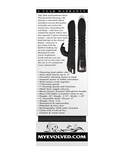 Evolved Novelties Evolved Rapid Rabbit Thrusting Dual Vibe - Black Vibrators