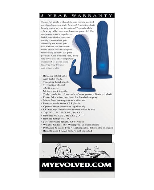 Evolved Novelties Evolved Remote Rotating Rabbit - Blue Vibrators