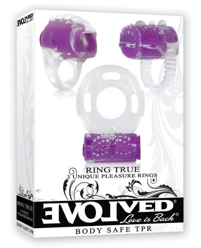 Evolved Novelties Evolved Ring True Unique Pleasure Rings Kit - 3 Pack Clear-Purple Vibrators
