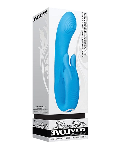 Evolved Novelties Evolved Sea Breeze Bunny Rechargeable Dual Stim - Blue Vibrators