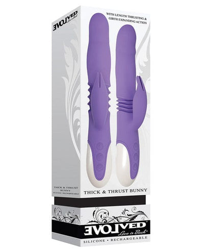 Evolved Novelties Evolved Thick & Thrust Bunny Dual Stim Rechargeable - Purple Vibrators