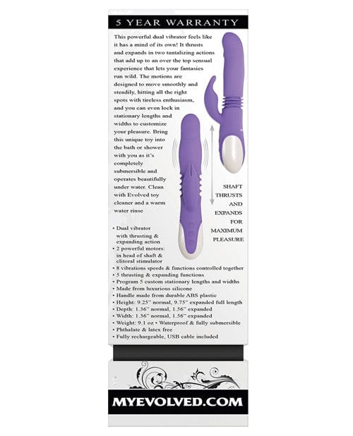 Evolved Novelties Evolved Thick & Thrust Bunny Dual Stim Rechargeable - Purple Vibrators