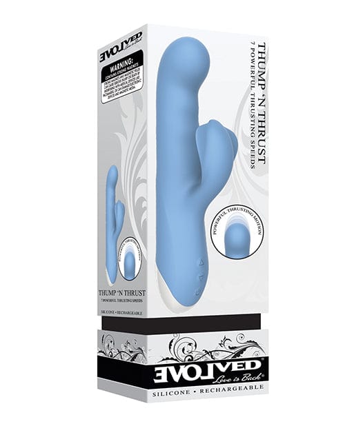 Evolved Novelties Evolved Thump N Thrust Rechargeable Dual Stim - Blue Vibrators