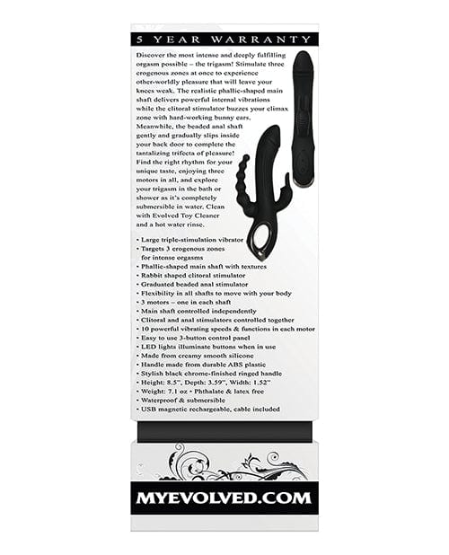 Evolved Novelties Evolved Trifecta Triple Stim Rechargeable - Black Vibrators