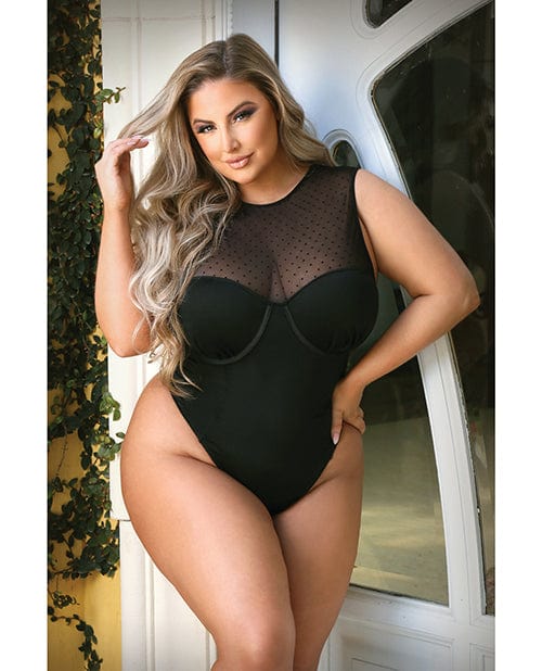 Fantasy Lingerie Curve Raven High Neck Bodysuit with Snap Crotch 1x/2x Lingerie &amp; Costumes