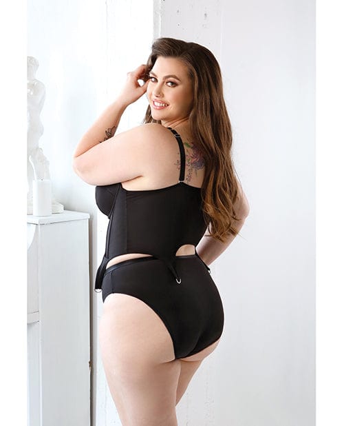 Fantasy Lingerie Curve Sloan Cropped Bustier Top &amp; Panty Black Lingerie &amp; Costumes