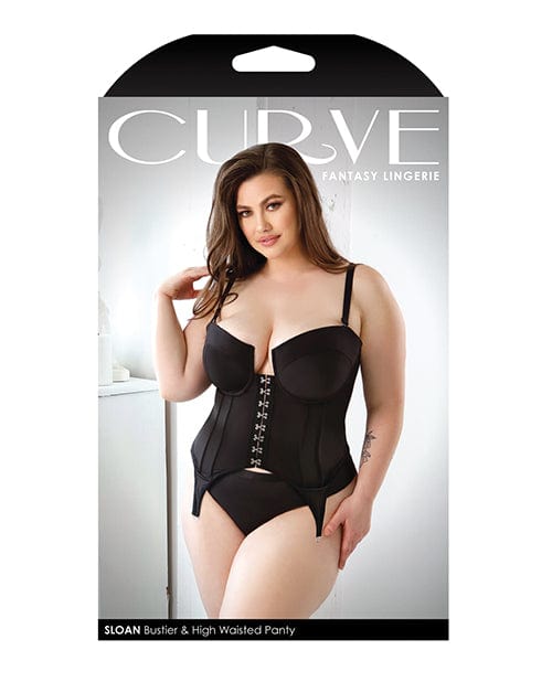 Fantasy Lingerie Curve Sloan Cropped Bustier Top &amp; Panty Black Lingerie &amp; Costumes