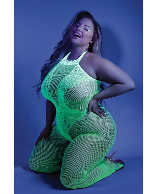 Fantasy Lingerie Glow Black Light Crotchless Bodystocking Neon Green Qn Lingerie & Costumes
