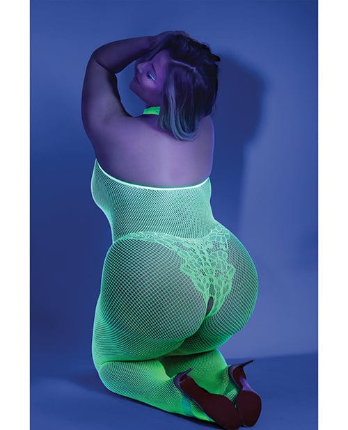 Fantasy Lingerie Glow Black Light Crotchless Bodystocking Neon Green Qn Lingerie & Costumes