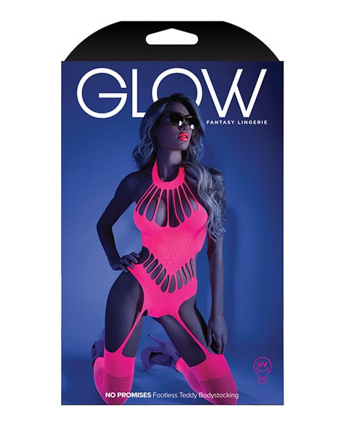 Fantasy Lingerie Glow Black Light Footless Teddy Bodystocking Neon Pink O-s Lingerie &amp; Costumes