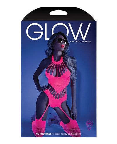 Fantasy Lingerie Glow Black Light Footless Teddy Bodystocking Neon Pink O-s Lingerie & Costumes