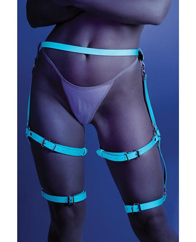 Fantasy Lingerie Glow Buckle Up Glow In The Dark Leg Harness Light Blue O-s Lingerie & Costumes