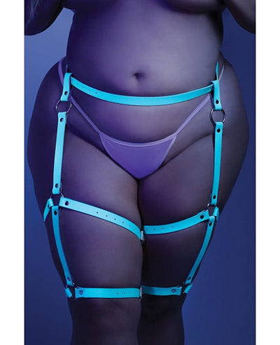 Fantasy Lingerie Glow Buckle Up Glow In The Dark Leg Harness Light Blue O-s Lingerie & Costumes