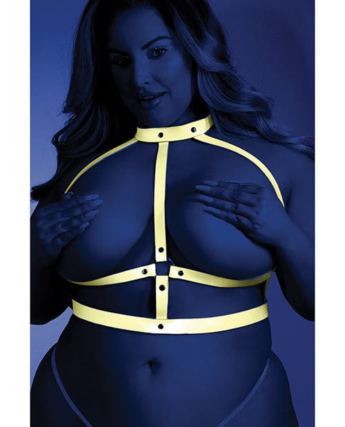 Fantasy Lingerie Glow Strapped In Glow In The Dark Harness Top (pasties Not Included) Light Pink O-s Lingerie &amp; Costumes