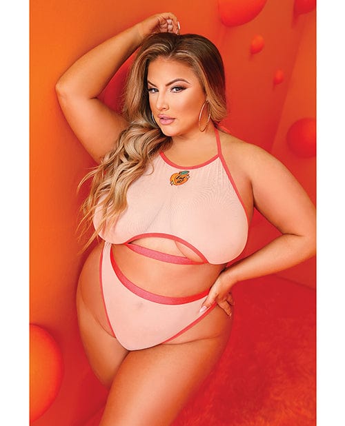 Fantasy Lingerie Just Peachy Cut Out Halter Top & Cheeky Panty Nude Qn Lingerie & Costumes