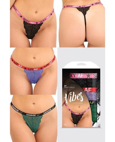 Fantasy Lingerie Vibes AF 3 Pack Thongs Assorted Colors One Size Fits Most Lingerie & Costumes