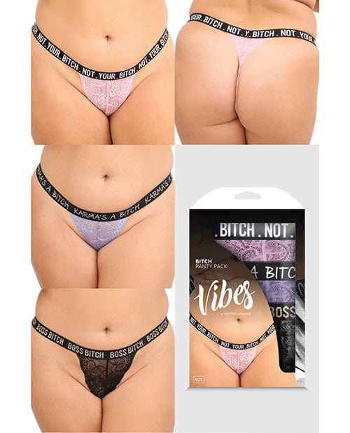 Vibes Bitch 3 Pack Lace Panty Assorted Colors Queen Size