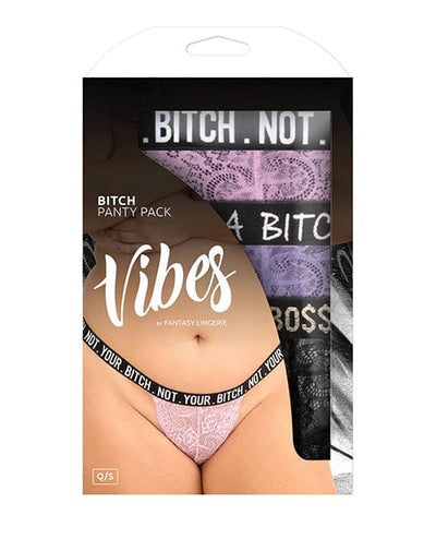 Fantasy Lingerie Vibes Bitch 3 Pack Lace Panty Assorted Colors Queen Size Lingerie & Costumes