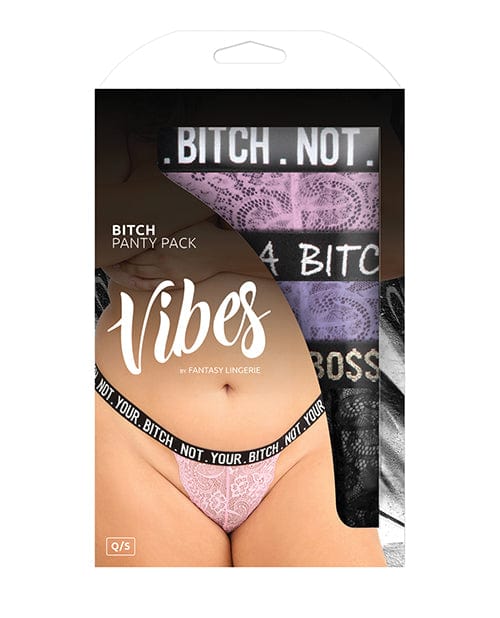 Fantasy Lingerie Vibes Bitch 3 Pack Lace Panty Assorted Colors Queen Size Lingerie & Costumes