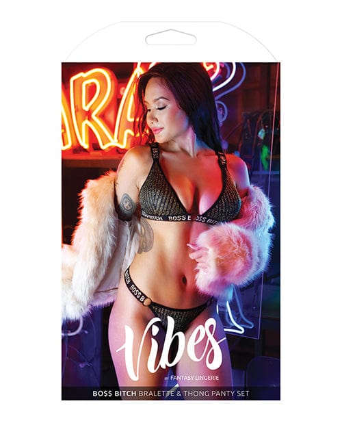 Fantasy Lingerie Vibes Boss Bitch Bralette &amp; Thong Panty Lingerie &amp; Costumes