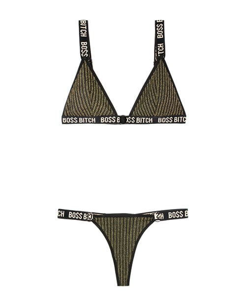 Fantasy Lingerie Vibes Boss Bitch Bralette &amp; Thong Panty Lingerie &amp; Costumes
