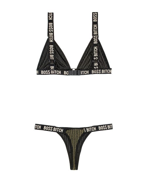 Fantasy Lingerie Vibes Boss Bitch Bralette &amp; Thong Panty Lingerie &amp; Costumes