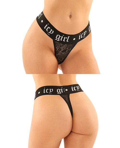 Fantasy Lingerie Vibes Buddy Pack Icy Girl Metallic Boy Brief &amp; Lace Thong Black Lingerie &amp; Costumes