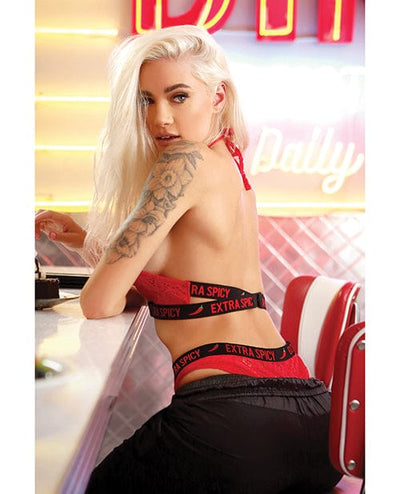 Fantasy Lingerie Vibes Extra Spicy Halter Bralette & Cheeky Panty Chili Red L-XL Lingerie & Costumes