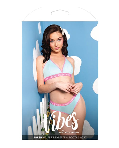 Fantasy Lingerie Vibes Fresh Halter Bralette &amp; Booty Short Light Blue Lingerie &amp; Costumes