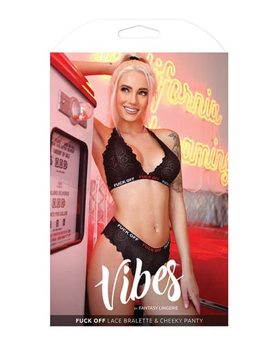 Fantasy Lingerie Vibes Fuck Off Lace Bralette & Cheeky Panty Lingerie & Costumes