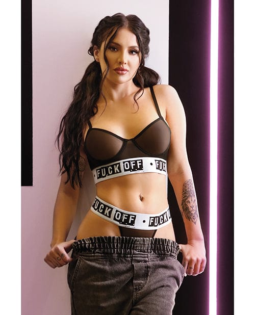 Fantasy Lingerie Vibes Fuck Off Mesh Bra &amp; Thong Large/Extra Large Lingerie &amp; Costumes