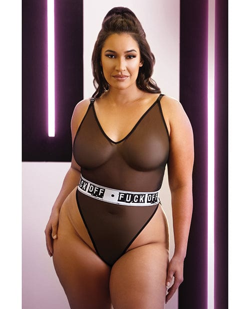 Vibes Fuck Off Mesh Playsuit Black Queen Size