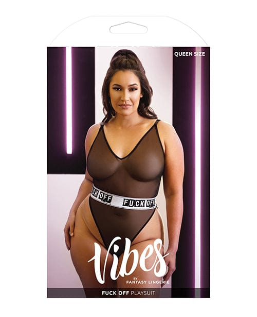 Vibes Fuck Off Mesh Playsuit Black Queen Size