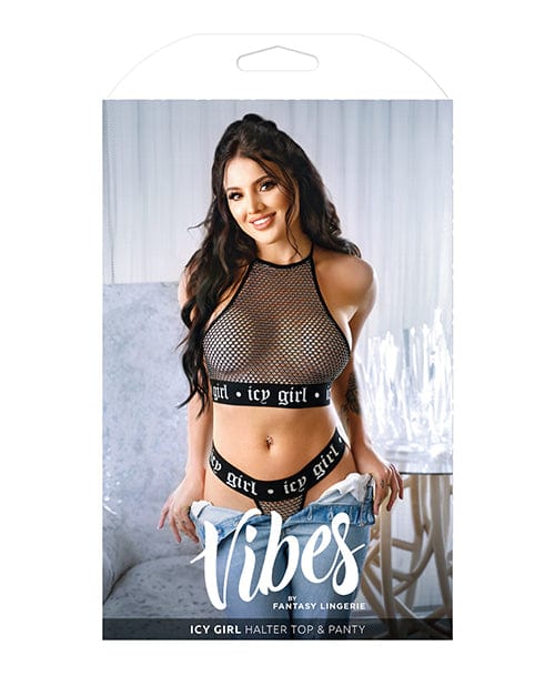 Fantasy Lingerie Vibes Icy Girl Metallic Fishnet Halter Top &amp; Panty Lingerie &amp; Costumes