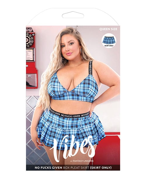 Vibes No Fucks Given Box Pleat Skirt Monday Blue Queen Size