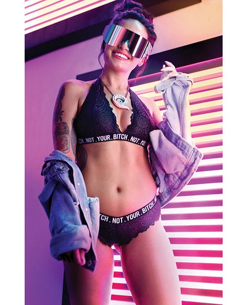 Fantasy Lingerie Vibes Not Your Bitch Bralette &amp; Cheeky Panty L / XL Lingerie &amp; Costumes