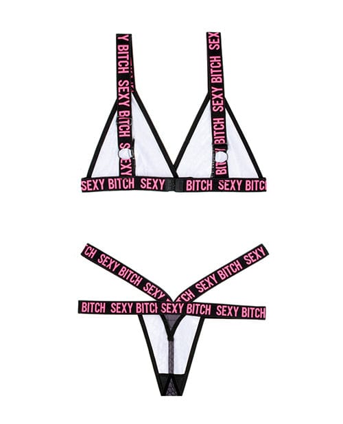 Fantasy Lingerie Vibes Sexy Bitch Bralette &amp; Strappy Panty Lingerie &amp; Costumes