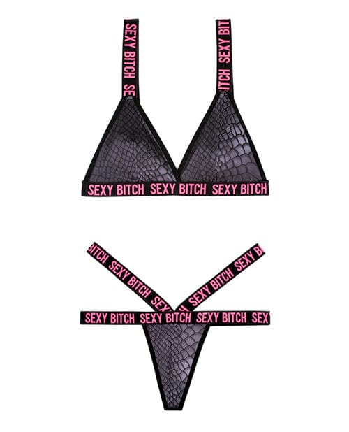 Fantasy Lingerie Vibes Sexy Bitch Bralette &amp; Strappy Panty Lingerie &amp; Costumes